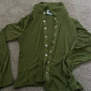 Princess Polly Green Button Blouse